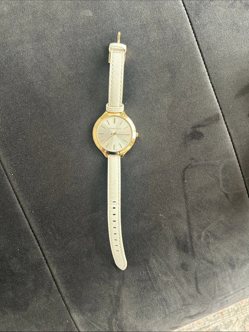 Michael Kors Gold-Tone Case Cream Leather Strap Women's Watch